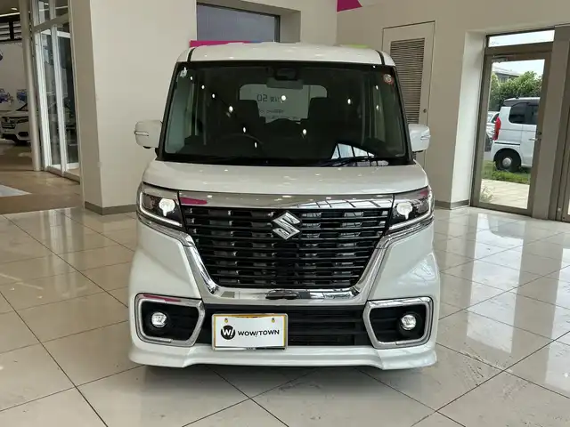 スズキ スペーシア カスタム HYBRID XS ターボ 埼玉県 2018(平30)年 4.1万km ピュアホワイトP デュアルセンサーブレーキサポート　/純正メモリナビ/　　CD/DVD/BT/フルセグ　/全方位モニター　/両側パワースライドドア　/クルーズコントロール　/LEDオートライト /ハーフレザーシート /シートヒーター /ステアリングスイッチ /ETC