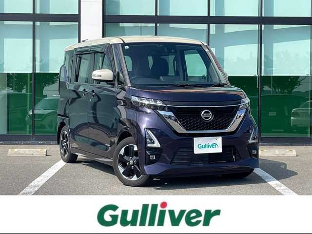 日産 ルークス ハイウェイスター X 和歌山県 2021(令3)年 2.4万km パープルⅡ 純正9インチナビ（MM312D-L)/全方位カメラ/フルセグTV/CD/DVD/BT/衝突被害軽減ブレーキ/レーンキープアシスト/前後コーナーセンサー/オートライト/片側パワースライド/ハンズフリーオートスライド/ビルトインETC/ステアリングリモコン/後席サンシェード/後席サーキュレーター/LEDヘッドライト/フォグランプ/ドアバイザー/電格ミラー/プッシュスタート