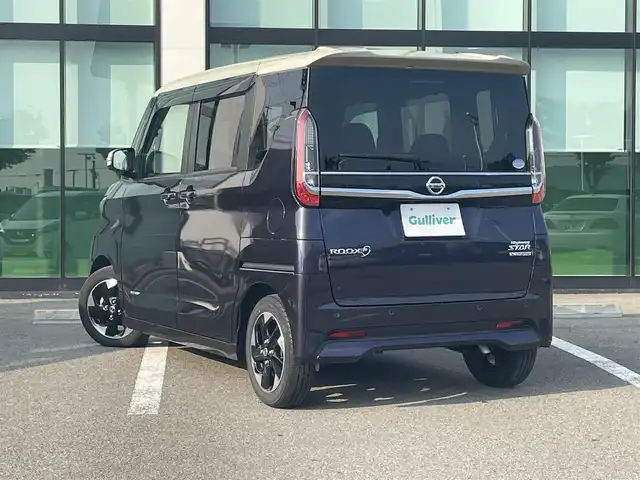 日産 ルークス ハイウェイスター X 和歌山県 2021(令3)年 2.4万km パープルⅡ 純正9インチナビ（MM312D-L)/全方位カメラ/フルセグTV/CD/DVD/BT/衝突被害軽減ブレーキ/レーンキープアシスト/前後コーナーセンサー/オートライト/片側パワースライド/ハンズフリーオートスライド/ビルトインETC/ステアリングリモコン/後席サンシェード/後席サーキュレーター/LEDヘッドライト/フォグランプ/ドアバイザー/電格ミラー/プッシュスタート