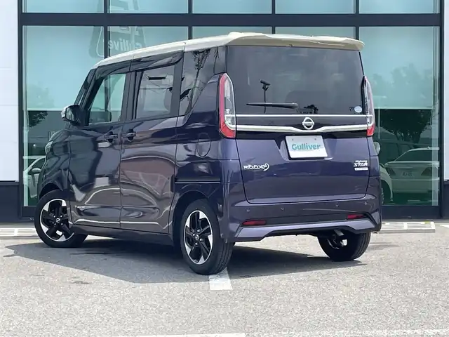 日産 ルークス ハイウェイスター X 和歌山県 2021(令3)年 2.4万km パープルⅡ 純正9インチナビ（MM312D-L)/全方位カメラ/フルセグTV/CD/DVD/BT/衝突被害軽減ブレーキ/レーンキープアシスト/前後コーナーセンサー/オートライト/片側パワースライド/ハンズフリーオートスライド/ビルトインETC/ステアリングリモコン/後席サンシェード/後席サーキュレーター/LEDヘッドライト/フォグランプ/ドアバイザー/電格ミラー/プッシュスタート