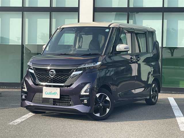 日産 ルークス ハイウェイスター X 和歌山県 2021(令3)年 2.4万km パープルⅡ 純正9インチナビ（MM312D-L)/全方位カメラ/フルセグTV/CD/DVD/BT/衝突被害軽減ブレーキ/レーンキープアシスト/前後コーナーセンサー/オートライト/片側パワースライド/ハンズフリーオートスライド/ビルトインETC/ステアリングリモコン/後席サンシェード/後席サーキュレーター/LEDヘッドライト/フォグランプ/ドアバイザー/電格ミラー/プッシュスタート