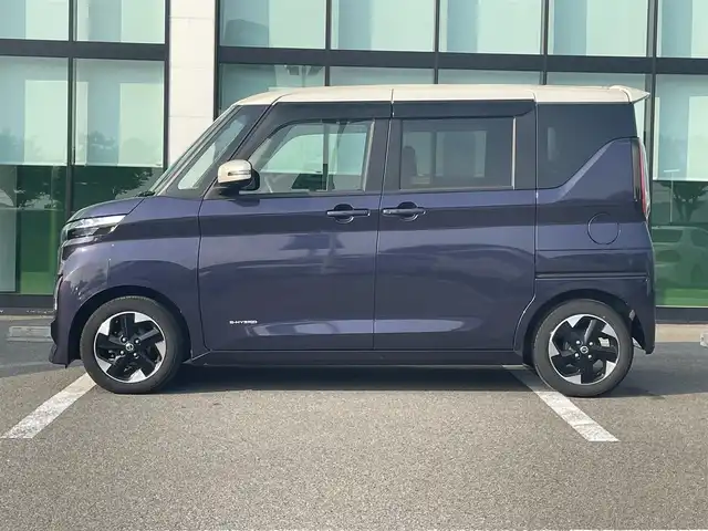 日産 ルークス ハイウェイスター X 和歌山県 2021(令3)年 2.4万km パープルⅡ 純正9インチナビ（MM312D-L)/全方位カメラ/フルセグTV/CD/DVD/BT/衝突被害軽減ブレーキ/レーンキープアシスト/前後コーナーセンサー/オートライト/片側パワースライド/ハンズフリーオートスライド/ビルトインETC/ステアリングリモコン/後席サンシェード/後席サーキュレーター/LEDヘッドライト/フォグランプ/ドアバイザー/電格ミラー/プッシュスタート