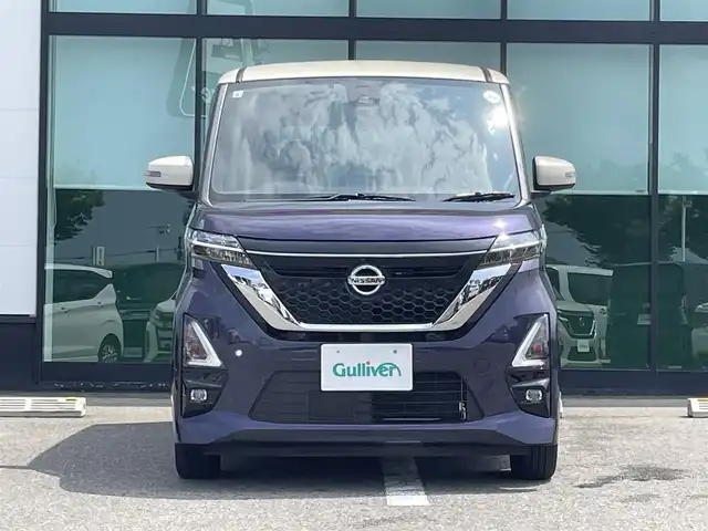 日産 ルークス ハイウェイスター X 和歌山県 2021(令3)年 2.4万km パープルⅡ 純正9インチナビ（MM312D-L)/全方位カメラ/フルセグTV/CD/DVD/BT/衝突被害軽減ブレーキ/レーンキープアシスト/前後コーナーセンサー/オートライト/片側パワースライド/ハンズフリーオートスライド/ビルトインETC/ステアリングリモコン/後席サンシェード/後席サーキュレーター/LEDヘッドライト/フォグランプ/ドアバイザー/電格ミラー/プッシュスタート