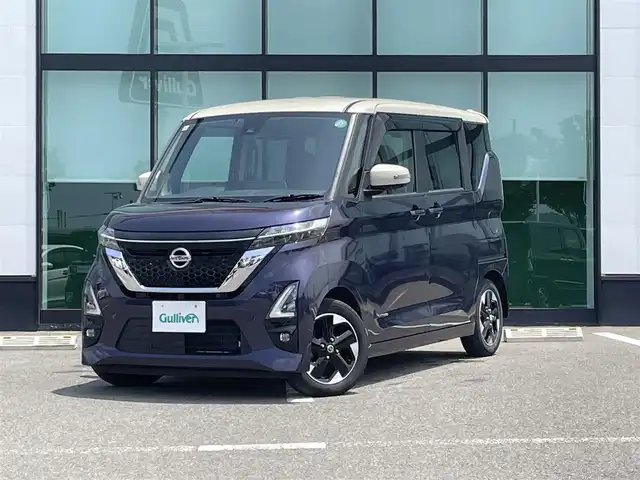 日産 ルークス ハイウェイスター X 和歌山県 2021(令3)年 2.4万km パープルⅡ 純正9インチナビ（MM312D-L)/全方位カメラ/フルセグTV/CD/DVD/BT/衝突被害軽減ブレーキ/レーンキープアシスト/前後コーナーセンサー/オートライト/片側パワースライド/ハンズフリーオートスライド/ビルトインETC/ステアリングリモコン/後席サンシェード/後席サーキュレーター/LEDヘッドライト/フォグランプ/ドアバイザー/電格ミラー/プッシュスタート