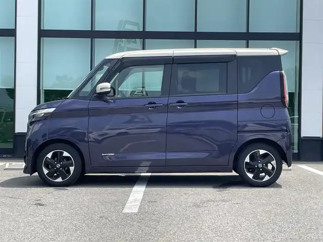 日産 ルークス ハイウェイスター X 和歌山県 2021(令3)年 2.4万km パープルⅡ 純正9インチナビ（MM312D-L)/全方位カメラ/フルセグTV/CD/DVD/BT/衝突被害軽減ブレーキ/レーンキープアシスト/前後コーナーセンサー/オートライト/片側パワースライド/ハンズフリーオートスライド/ビルトインETC/ステアリングリモコン/後席サンシェード/後席サーキュレーター/LEDヘッドライト/フォグランプ/ドアバイザー/電格ミラー/プッシュスタート