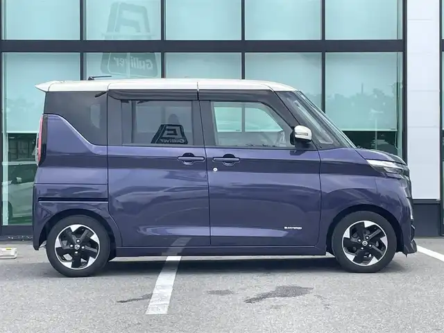 日産 ルークス ハイウェイスター X 和歌山県 2021(令3)年 2.4万km パープルⅡ 純正9インチナビ（MM312D-L)/全方位カメラ/フルセグTV/CD/DVD/BT/衝突被害軽減ブレーキ/レーンキープアシスト/前後コーナーセンサー/オートライト/片側パワースライド/ハンズフリーオートスライド/ビルトインETC/ステアリングリモコン/後席サンシェード/後席サーキュレーター/LEDヘッドライト/フォグランプ/ドアバイザー/電格ミラー/プッシュスタート
