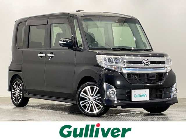 ダイハツ タント カスタム RS トップED SAⅡ 栃木県 2015(平27)年 4.8万km ブラックマイカメタリック ターボ/社外ナビ/(フルセグTV・Bluetooth・CD・DVD)/バックカメラ/スマートアシスト/・衝突軽減システム/前後ドライブレコーダー/両側パワースライドドア/ハーフレザーシート/ステアリングスイッチ/アイドリングストップ/純正アルミホイール/純正フロアマット/ドアバイザー/ETC/LEDヘッドライト/オートライト/取扱説明書/保証書