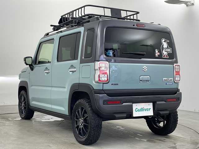 スズキ ハスラー Jスタイル Ⅱ ターボ 兵庫県 2023(令5)年 1.9万km オフブルーメタリック/ガンメタリック2トーンルーフ ・ワンオーナー車/・純正9インチナビ&TV&BT&USB&スマホリンク&ipod/・全方位カメラ/・前席シートヒーター/・スズキセーフティサポート/・レーンキープアシスト/・レーダークルーズコントロール/・衝突被害軽減システム/・オートマチックハイビーム/・コーナーセンサー/・パドルシフト/・LEDライト＆LEDフォグ/・社外ルーフキャリア/・アイドリングストップ/・純正フロアマット/・15インチ社外アルミホイール/・オープンカントリータイヤ/・スマートキー/・取扱説明書/・保証書