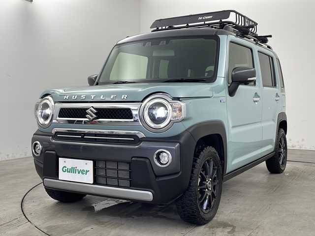 スズキ ハスラー Jスタイル Ⅱ ターボ 兵庫県 2023(令5)年 1.9万km オフブルーメタリック/ガンメタリック2トーンルーフ ・ワンオーナー車/・純正9インチナビ&TV&BT&USB&スマホリンク&ipod/・全方位カメラ/・前席シートヒーター/・スズキセーフティサポート/・レーンキープアシスト/・レーダークルーズコントロール/・衝突被害軽減システム/・オートマチックハイビーム/・コーナーセンサー/・パドルシフト/・LEDライト＆LEDフォグ/・社外ルーフキャリア/・アイドリングストップ/・純正フロアマット/・15インチ社外アルミホイール/・オープンカントリータイヤ/・スマートキー/・取扱説明書/・保証書