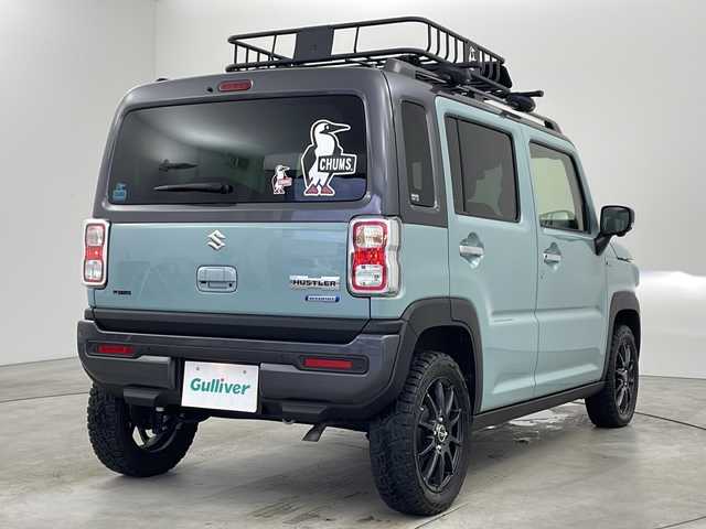 スズキ ハスラー Jスタイル Ⅱ ターボ 兵庫県 2023(令5)年 1.9万km オフブルーメタリック/ガンメタリック2トーンルーフ ・ワンオーナー車/・純正9インチナビ&TV&BT&USB&スマホリンク&ipod/・全方位カメラ/・前席シートヒーター/・スズキセーフティサポート/・レーンキープアシスト/・レーダークルーズコントロール/・衝突被害軽減システム/・オートマチックハイビーム/・コーナーセンサー/・パドルシフト/・LEDライト＆LEDフォグ/・社外ルーフキャリア/・アイドリングストップ/・純正フロアマット/・15インチ社外アルミホイール/・オープンカントリータイヤ/・スマートキー/・取扱説明書/・保証書
