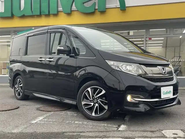 ホンダ ステップワゴン スパーダ クールスピリット 神奈川県 2015(平27)年 7.5万km プレミアムスパークルブラックパール 衝突軽減システム/レーンキープアシスト/横滑り防止装置/アダプティブクルーズコントロール/パドルシフト/カーテンエアバッグ/サイドエアバッグ/純正ナビ/FM/AM/BT/DVD/CD/フルセグTV/HDMI/USB/バックカメラ/純正フリップダウン/ハーフレザーシート/シートヒーターD席＋N席/ワクワクゲート/両側パワースライドドア/純正17インチAW/ウォークスルー/スマートキーx2本/オートライト/LEDヘッドライト/フォグランプ