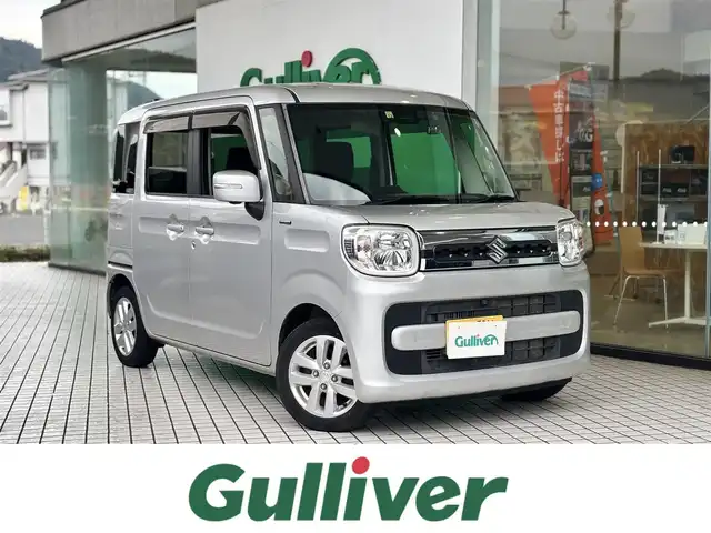 スズキ スペーシア HYBRID X 京都府 2018(平30)年 4.6万km シルキーシルバーメタリック ワンオーナー/スズキセーフティサポート/・デュアルセンサーブレーキサポート/・車線逸脱警報機能/・先行車発進お知らせ機能/・後退時ブレーキサポート/・誤発進抑制機能/・ふらつき警報機能/・ハイビームアシスト/ディーラーオプションメモリーナビ地デジ、Bluetooth/   型番　CN-RZ743W/全方位モニター/運転席シートヒーター/ヘッドアップディスプレイ/前後ドライブレコーダー/ステアリングスイッチ/両側パワースライドドア /LEDヘッドランプ/スペアキー