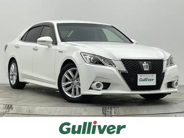 トヨタ クラウン ハイブリッド アスリートS 宮城県 2014(平26)年 4.7万km ホワイトパールクリスタルシャイン トヨタ純正ナビ/（フルセグ/CD/DVD/Bluetooth）/純正カメラ一体型ドライブレコーダー/純正フロアマット/バックカメラ/パノラミックビューモニター/ビルトインETC/衝突軽減ブレーキ/レーダークルーズコントロール/レーンアシスト/レザーシート/前席パワーシート/前席シートヒーター・ベンチレーション/電動チルトテレスコピックステアリング/オールAUTOパワーウインドウ/フォグランプ/ドアバイザー/スペアタイヤ/保証書・取扱説明書・スペアキー