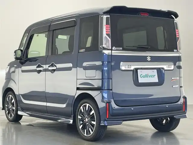 スズキ スペーシア カスタム HYBRID XS ターボ 愛知県 2022(令4)年 2.9万km インディゴブルーメタリック 純正８型ナビ　フルセグＴＶ　全方位カメラ　シートヒーター　デュアルカメラブレーキ　衝突軽減　追従クルコン　ＬＥＤオートライト　ＨＵＤ　ＥＴＣ　両側パワースライドドア　ＬＥＤオートライト　フォグ　リヤパーキングセンサー　禁煙車