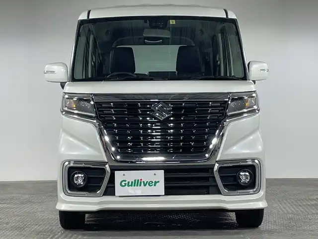 スズキ スペーシア カスタム HYBRID XS ターボ 神奈川県 2020(令2)年 6.3万km ピュアホワイトP SDナビゲーション/フルセグ　CD　DVD　Bluetooth　USB　AM　FM　iPod　VTR　/両側パワースライドドア　/ターボ/セーフティサポート　/リアパーキングセンサー/クルーズコントロール/ハーフレザーシート/D席シートヒーター/革巻きステアリング/ビルトインETC/スマートキー/プッシュスタート/リアヒーターダクト/サンシェード/アイドリングストップ/純正サイドシル/リアスポイラー/LEDヘッドライト/オートライト/ハイビームアシスト