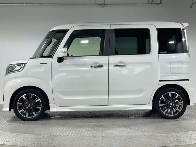 スズキ スペーシア カスタム HYBRID XS ターボ 神奈川県 2020(令2)年 6.3万km ピュアホワイトP SDナビゲーション/フルセグ　CD　DVD　Bluetooth　USB　AM　FM　iPod　VTR　/両側パワースライドドア　/ターボ/セーフティサポート　/リアパーキングセンサー/クルーズコントロール/ハーフレザーシート/D席シートヒーター/革巻きステアリング/ビルトインETC/スマートキー/プッシュスタート/リアヒーターダクト/サンシェード/アイドリングストップ/純正サイドシル/リアスポイラー/LEDヘッドライト/オートライト/ハイビームアシスト