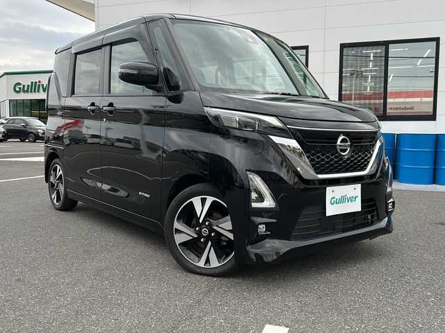 日産 ルークス HWS Gターボ プロパイロットED 山口県 2020(令2)年 7.2万km ブラック 9インチ純正SDナビ【MM319D-L】/Bluetoothオーディオ/フルセグテレビ/DVD再生機能/インテリジェントアラウンドビューモニター/プロパイロット/インテリジェントエマージェンシーブレーキ/インテリジェントルームミラー/電動パーキングブレーキ/両側ハンズフリーオートスライドドア/オートエアコン/後席サーキュレーター/スマートキー/プッシュアップスタート/LEDヘッドライト/オートライト/純正フロアマット/15インチ純正アルミホイール/ETC/ドライブレコーダー/ドアバイザー