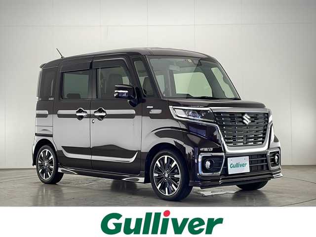 スズキ スペーシア カスタム HYBRID XS 宮崎県 2020(令2)年 4.7万km ムーンライトバイオレットPM 衝突軽減ブレーキ/車線逸脱警報/オートマチックハイビーム/コーナーセンサー/純正7インチSDナビ/フルセグTV/CD/DVD/Bluetooth/バックカメラ/両側パワースライドドア/合皮シート/シートヒーター/LEDヘッドライト/アイドリングストップ/ビルトインETC/純正15インチAW/スマートキー×2/保証書