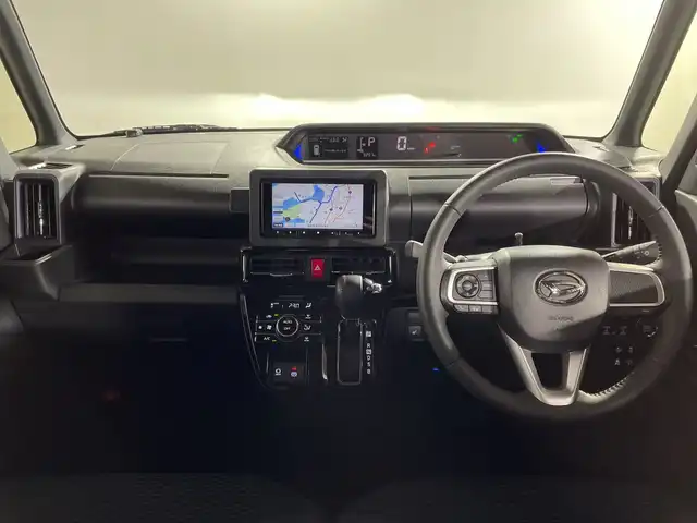 ダイハツ タント カスタム RS 福岡県 2025(令7)年 0.4万km ブラックマイカメタリック/シャイニングホワイトパール 禁煙車/社外メモリナビ/・AM/FM/BT/フルセグTV/・バックモニター/スマートアシスト/両側パワースライドドア/ハーフレザーシート/・シートヒーター（D/N）/電子パーキング/・ブレーキホールド/革巻きステアリング/・ステアリングリモコン/・パドルシフト/LEDヘッドライト/・オートライト/・フォグランプ/ETC/後席シェード/純正ラバーマット/純正15インチアルミホイール