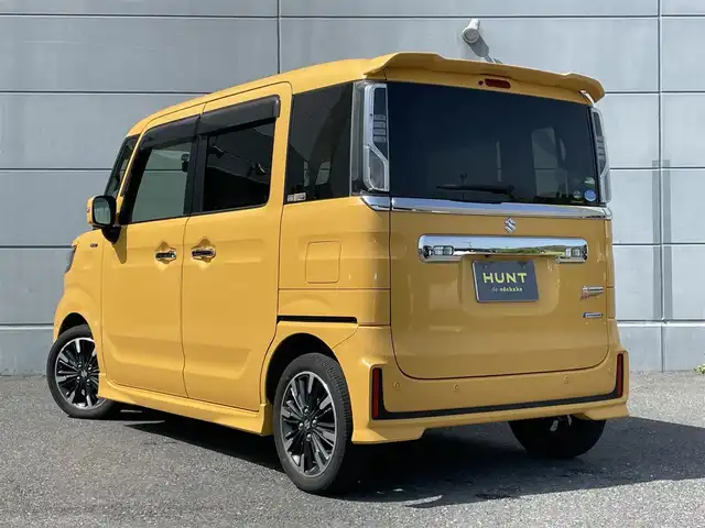 スズキ スペーシア カスタム HYBRID XS 宮崎県 2019(平31)年 4.9万km アクティブイエロー 社外9インチナビ/全方位カメラ/DVD再生機能/Bluetooth/両側パワースライドドア/レーンキープアシスト/コーナーセンサー/LEDヘッドライト/D席シートヒーター/HUD/オートライト/フォグランプ/アイドリングストップ/ETC
