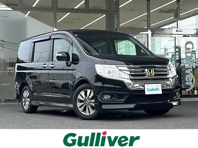 ホンダ ステップワゴン スパーダ Z 福島県 2013(平25)年 15.8万km プレミアムスパークルブラックパール 登録時走行距離：１５７５１３KM/純正HDDナビ/（BT/フルセグTV/CD/DVD/USB/ミュージックラック/SD/AM/FM）/バックカメラ/後席モニター/リヤクーラー/ビルトインETC/パワーアウトレット/パドルシフト/社外ドラレコ/電動格納ミラー/純正フロアマット/オートライト/純正ＨＩＤヘッドライト/純正１６インチAW/横滑り防止装置/アイドリングストップ/スマートキー/スペアキー×１/保証書/取扱説明書