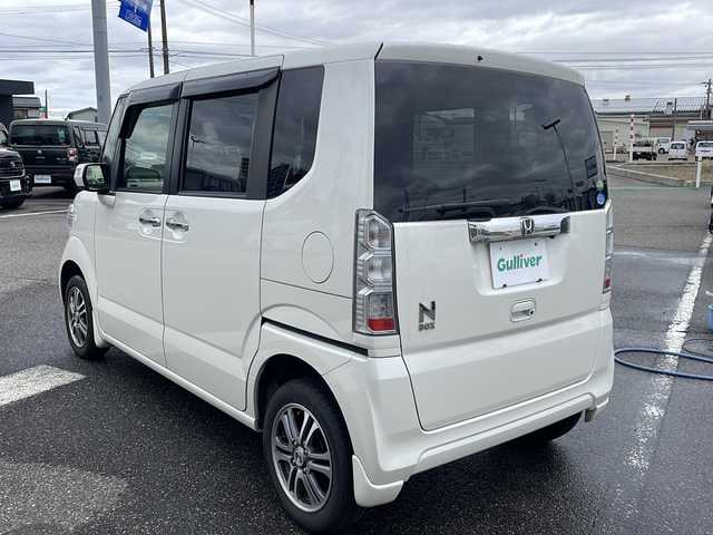 ホンダ Ｎ ＢＯＸ G Lパッケージ 新潟県 2015(平27)年 5.4万km プレミアムホワイトパールⅡ 4WD/メモリナビ:VXM-155VSi/（Bluetooth/FM/AM/ワンセグ）/バックカメラ/D/N席シートヒーター/両側パワースライドドア/純正14インチアルミホイール/プッシュスタート/ドアバイザー/社外ETC/HIDヘッドライト/オートライト/オートエアコン/衝突軽減ブレーキ