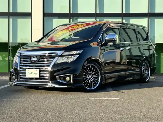 日産 エルグランド 250ハイウェイスターS 和歌山県 2016(平28)年 6.9万km ファントムブラック ALIPINE11インチフローティングナビ/フルセグTV/Bluetooth/CD/DVD/バックカメラ/ETC/デジタルインナーミラー/ドライブレコーダー/ALPINEフリップダウンモニター/ALIPINEツィーター/レーダー探知機/タイヤ空気圧センサー/TEIN（EDFC付）車高調/本革木目ステアリング/クルーズコントロール/ステアリングスイッチ/両側パワースライドドア/HIDヘッドライト/フォグランプ/オートライト/社外20インチAW/Rドアサンシェード/ドアバイザー/プッシュスタート/スマートキー
