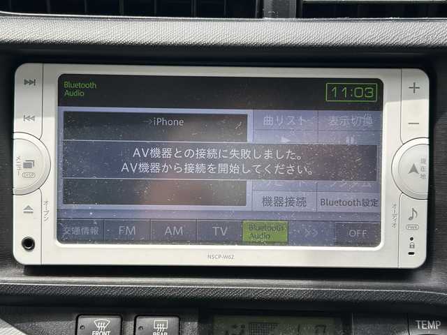 トヨタ アクア S 新潟県 2013(平25)年 10.4万km コバルトブルーメタリック 純正ナビ/（Bluetooth、ワンセグ、FM/AM、CD/DVD）/ETC（Panasonic：ECO　Mood）/純正フロアマット/LEDライト/スペアキー/プッシュスタート/スマートキー/横滑り防止/ABS