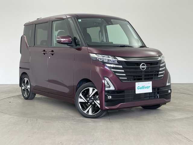 日産 ルークス ハイウェイスター Gターボ 兵庫県 2024(令6)年 0.5万km ワイン ・社外ナビ（MDV-D311W）/TV/Bluetooth/SD/CD/・アラウンドビューモニター/・インテリジェントルームミラー/・ETC/・エマージェンシーブレーキ/・車線逸脱警報/・標識検知機能/・先行車発進お知らせ/・ふらつき警報/・ハンズフリースライドドア/・両側パワースライドドア/・ステアリングスイッチ/・ＬＥＤヘッドライト/・オートライト/・ハイビームアシスト/・スマートキー