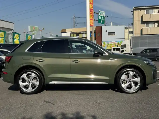 アウディ アウディ Ｑ５ 40TDIクワトロ Sライン 千葉県 2021(令3)年 2.9万km 緑 外装色：ディストリクトグリーンメタリック/4WD/ターボ/純正ナビ/360°カメラ/AM/FM/BT/AppleCarPlay/AndroidAuto/アダプティブクルーズコントロール/レーンキープアシスト/ブラインドスポットモニター/パーキングアシスト/前後コーナーセンサー/ダウンヒルアシストコントロール/オートマチックハイビーム/ハーフレザーシート/D+N席パワーシート/全席シートヒーター/D席メモリーシート/電動リアゲート/アイドリングストップ/インテリアライト/純正20インチAW/LEDヘッドライト/リアフォグランプ/ルーフレール