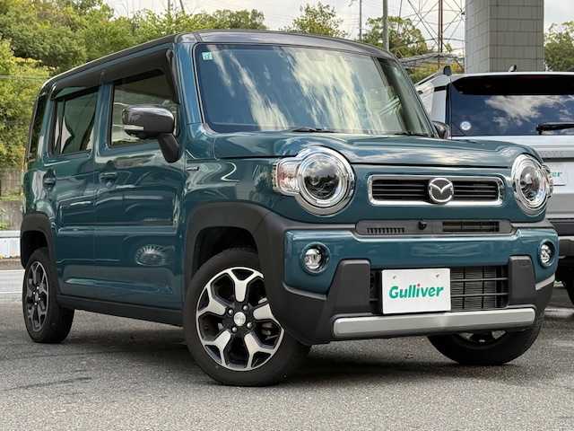 マツダ フレア クロスオーバー ハイブリッドXT 大阪府 2021(令3)年 1.6万km 青／グレー /禁煙車//ワンオーナー//ディーラーOPSDナビ【CN-RZ765W】/・フルセグTV・Bluetooth・CD・DVD・FM・AM//全方位カメラ//前席シートヒーター//ビルトインETC//クルーズコントロール（前車追従機能有）//前後ドラレコ【ZDR016】//オートハイビーム//LEDヘッドライト//本革巻きステアリング//パドルシフト//取扱説明書//保証書//スペアキー