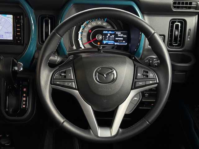 マツダ フレア クロスオーバー ハイブリッドXT 大阪府 2021(令3)年 1.6万km 青／グレー /禁煙車//ワンオーナー//ディーラーOPSDナビ【CN-RZ765W】/・フルセグTV・Bluetooth・CD・DVD・FM・AM//全方位カメラ//前席シートヒーター//ビルトインETC//クルーズコントロール（前車追従機能有）//前後ドラレコ【ZDR016】//オートハイビーム//LEDヘッドライト//本革巻きステアリング//パドルシフト//取扱説明書//保証書//スペアキー