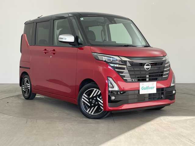 日産 ルークス HWS X アーバンクロム プロパイロットED 兵庫県 2024(令6)年 0.6万km スパークリングレッド/ブラック ・社外ナビ/SD/CD/DVD/TV/BT/・全方位カメラ/・両側パワースライドドア/・ハンズフリーパワースライドドア/・衝突軽減ブレーキ/・インテリジェントルームミラー/・車線逸脱警報/・車線逸脱防止支援/・プロパイロット/・先行車発進お知らせ/・速度標識表示/・道路標識表示/・ソナー/・ふらつき警報/・レーダークルーズコントロール/・ETC/・LEDヘッドランプ/・フォグランプ/・スマートキー/・フロアマット/・純正アルミホイール/・取扱説明書/・保証書/・スペアキー