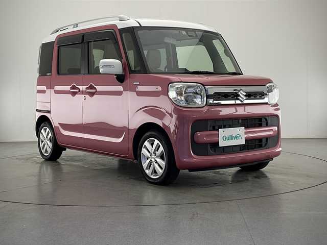 スズキ スペーシア HYBRID X 2トーン 宮崎県 2018(平30)年 5万km チアフルピンクメタリック/ホワイト2トーンルーフ 禁煙車/社外ナビTV/（CN-RE04WD/CD/DVD/Bluetooth/フルセグTV)/社外バックカメラ/社外ドライブレコーダー/純正ビルトインETC/純正LEDオートライト/純正セキュリティアラーム/両側電動スライドドア/レーンディパーチャーアラート/クリアランスソナー/エネチャージ/シートヒーター/オートエアコン/ウインカードアミラー/ルーフレール/スマートキー/プッシュエンジンスタート/新車時保証書/取扱い説明書