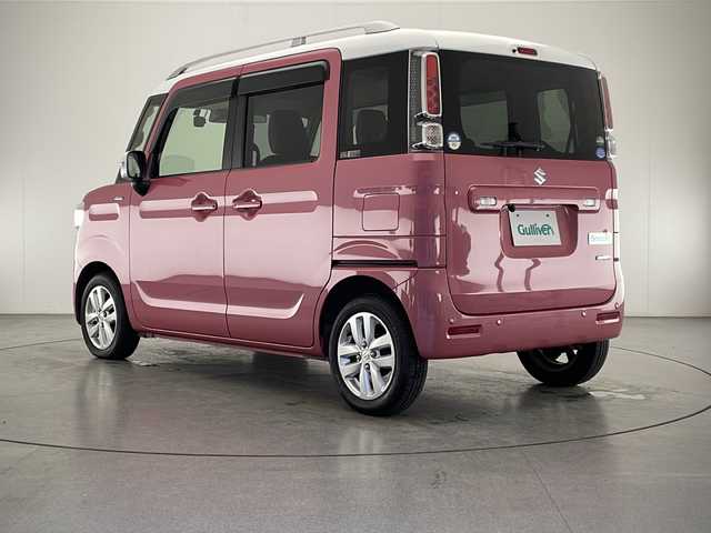 スズキ スペーシア HYBRID X 2トーン 宮崎県 2018(平30)年 5万km チアフルピンクメタリック/ホワイト2トーンルーフ 禁煙車/社外ナビTV/（CN-RE04WD/CD/DVD/Bluetooth/フルセグTV)/社外バックカメラ/社外ドライブレコーダー/純正ビルトインETC/純正LEDオートライト/純正セキュリティアラーム/両側電動スライドドア/レーンディパーチャーアラート/クリアランスソナー/エネチャージ/シートヒーター/オートエアコン/ウインカードアミラー/ルーフレール/スマートキー/プッシュエンジンスタート/新車時保証書/取扱い説明書