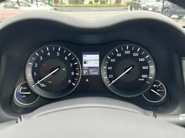 日産 フーガ ハイブリッド 鳥取県 2016(平28)年 6.9万km ブリリアントホワイトパール ワンオーナー/純正ナビ/フルセグ/DVD/CD/BT/全方位カメラ・ビルトインETC/ハーフレザーシート/パワーシート/助手席オットマン/衝突軽減ブレーキ/レーダークルーズコントロール/レーンキープアシスト/LEDヘッドライト/フォグライト/純正18インチアルミホイール/プッシュエンジンスタート/木目調パネル/フロアマット・ドアバイザー/保証書・取扱説明書/スペアキー