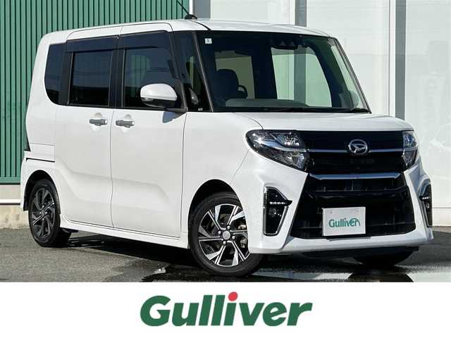 ダイハツ タント カスタム X 福岡県 2020(令2)年 7.4万km シャイニングホワイトパール ワンオーナー/スマートアシストIII搭載/純正ＳＤナビ/フルセグＴＶ/全周囲カメラ/ステアリングスイッチ/ナビ連動ドラレコ/両電動スライドドア/ハーフレザーシート/シートヒーター/アイドリングストップ/純正フロアマット/純正アルミホイール/ドアバイザー/プッシュスタート/スペアキー1本/取扱説明書/保証書