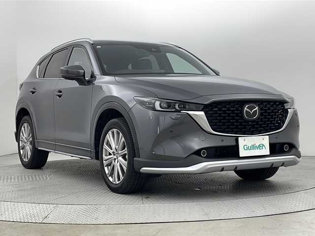 マツダ ＣＸ－５ 25S エクスクルーシブモード 新潟県 2023(令5)年 1.4万km マシーングレープレミアムM 4WD/禁煙車/i-ACTIVSENSE/BOSEプレミアムサウンド/純正SDナビ/(AM/FM/フルセグ/Bluetooth)/全方位モニター/前後ドライブレコーダー/パワーバックドア/レーダークルーズコントロール/LEDオートライト/レザーシート/前席パワーシート/全席シートヒーター/前席エアシート/純正19インチアルミホイール/パドルシフト/ステアリングリモコン/ステアリングヒーター/置くだけ充電/純正フロアマット/スマートキー/ETC