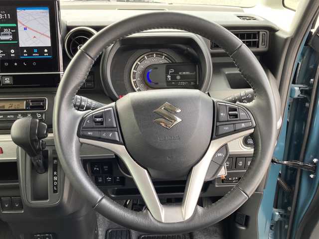 スズキ スペーシア ギア HYBRID XZ 岐阜県 2022(令4)年 1.5万km デニムブルー ガンメタリック 2トーン 登録時走行距離：14381km/ワンオーナー/純正9インチナビ/フルセグテレビ・BT/全方位カメラ/前後コーナーセンサー/クルーズコントロール追従付き/前後ドライブレコーダー/前席シートヒーター/両側パワースライドドア/オートライト/フォグランプ/純正14インチアルミホイール/純正フロアマット