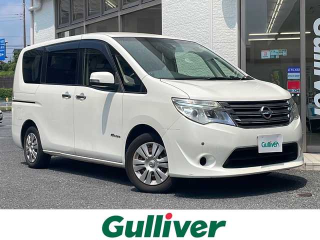 日産 セレナ 20X Sハイブリッド 神奈川県 2014(平26)年 9万km ブリリアントホワイトパール 純正メモリナビ/（FM/AM/CD/SD）/フルセグTV/バックカメラ/ETC/衝突軽減ブレーキ/車線逸脱警報システム/コーナーセンサー/両側パワースライドドア/電動格納ミラー/オートライト/スマートキー/プッシュスタート