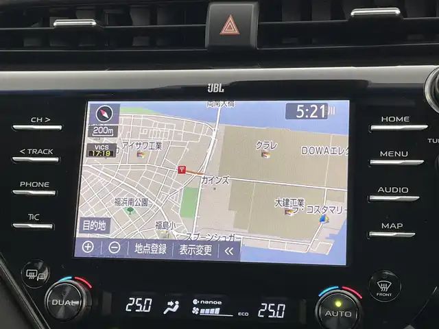 トヨタ カムリ WSレザーパッケージ 岡山県 2019(令1)年 1.7万km ダークブルーマイカM ワンオーナー	/JBLプレミアムサウンドシステム/純正8インチディスプレイオーディオ	/【ナビ/フルセグ/Bluetooth】	/バックカメラ/追従型クルーズコントロール	/オートハイビーム	/LEDヘッドライト（AUTO機能付き）	/ビルトインETC	/前席シートヒーター/前席パワーシート	/運転席パワーシート/パワーバックドア	/衝突軽減ブレーキシステム	/車線逸脱防止システム	/横滑り防止装置	/ブラインドスポットモニター/踏み間違い防止/社外ドライブレコーダー（前後）	/純正18インチアルミ	/コーナーセンサー（前後）	/純正フロアマット	/ステアリングスイッチ/ヘッドアップディスプレイ/シートリフター/ウィンカーミラー/ドアバイザー		/プッシュスタート	/スマートキー×2	/エンジンスターター