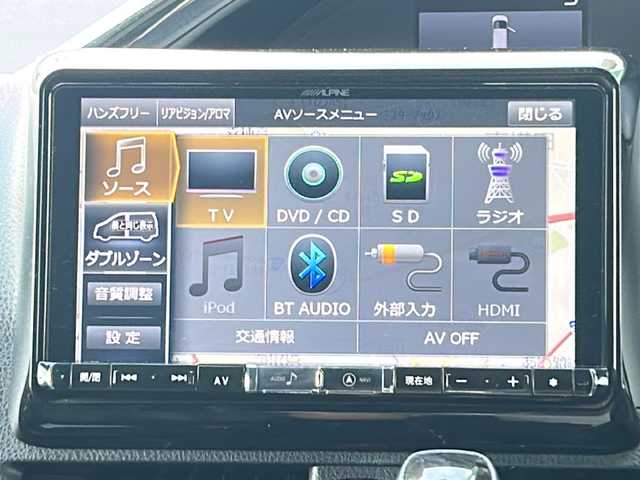 トヨタ エスクァイア Gi 福岡県 2018(平30)年 6.1万km スパークリングブラックパールクリスタルシャイン ・ALPINE9インチナビ/-BT/フルセグTV/CD/DVD/SD/FM/AM/・バックカメラ/・ALPINE10.1インチフリップダウンモニター/・ドラレコ/・ETC/・シートヒーター/・コーナーセンサー/・衝突軽減ブレーキ/・オートライト/・オートハイビーム/・車線逸脱警報/・クルーズコントロール/・アイドリングストップ/・LEDヘッドライト/・両側パワースライドドア/・純正アルミ15インチ/・純正フロアマット