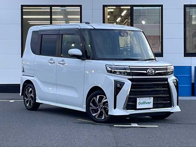 ダイハツ タント カスタム X 山口県 2023(令5)年 2.5万km シャイニングホワイトパール 純正9インチディスプレイオーディオ/・Bluetooth接続/・Apple CarPlay/Android　Auto/・フルセグテレビ/バックカメラ/ビルトインETC/ドライブレコーダー/スマートアシスト/・衝突警報機能/・誤発進抑制制御機能/・車線逸脱警報機能/・ふらつき警報/・標識認識機能/・アダプティブドライビングビーム/オートマチックハイビーム/純正フロアマット/ハーフシート/シートヒーターD席/N席/両側パワースライドドア/スマートキー/プッシュスタート/純正14インチアルミホイール/純正LEDライト/ドアバイザー/ウィンカーミラー/保証書
