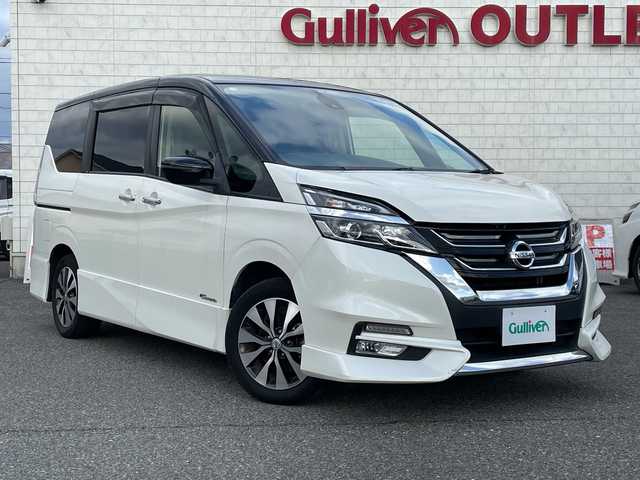 日産 セレナ ハイウェイスター 山口県 2016(平28)年 6.5万km ブリリアントホワイトパール 2トーン 9型ナビ フルセグTV CD DVD BT BD/フリップダウンモニター/バックカメラ/両側パワースライドドア/ハンズフリーオートスライドドア/LEDオートヘッドライト/フォグライト/スマートキー 2個/クルーズコントロール/ETC/ドラレコ/ステアリングリモコン/衝突被害軽減ブレーキ/レーンアシスト/禁煙車