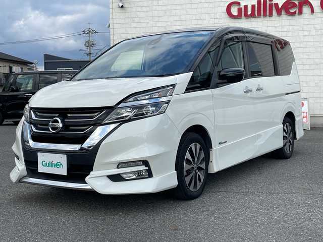 日産 セレナ ハイウェイスター 山口県 2016(平28)年 6.5万km ブリリアントホワイトパール 2トーン 9型ナビ フルセグTV CD DVD BT BD/フリップダウンモニター/バックカメラ/両側パワースライドドア/ハンズフリーオートスライドドア/LEDオートヘッドライト/フォグライト/スマートキー 2個/クルーズコントロール/ETC/ドラレコ/ステアリングリモコン/衝突被害軽減ブレーキ/レーンアシスト/禁煙車