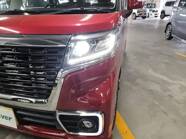 スズキ スペーシア カスタム HYBRID XS 鹿児島県 2019(令1)年 3.9万km フェニックスレッドパール ワンオーナー/ストラーダナビ/ワンセグTV/両側パワースライドドア/ETC/ドライブレコーダー/セーフティサポート/・衝突被害軽減ブレーキ/・後退時ブレーキサポート/・車線逸脱警報/・前後誤発進抑制/・リアパーキングセンサー/LEDヘッドランプ/革巻きステアリング/ステアリングスイッチ/ハーフレザーシート/運転席シートヒーター/純正15インチアルミホイール/スマートキー/プッシュエンジンスタート/禁煙車