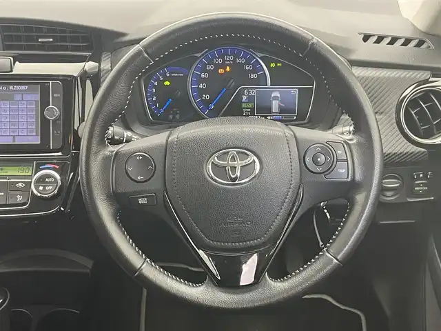 トヨタ カローラ フィールダー HV G エアロツアラー W×B 愛知県 2014(平26)年 7.9万km ブラックマイカ 純正ＳＤナビ　フルセグＴＶ　ＥＴＣ　ＤＶＤ　Ｂｌｕｅｔｏｏｔｈ　バックカメラ　ハーフレザーシート　オートライト　フォグランプ　ナノイーエアコン　純正フロアマット　ドアバイザー　純正１５インチＡＷ　禁煙