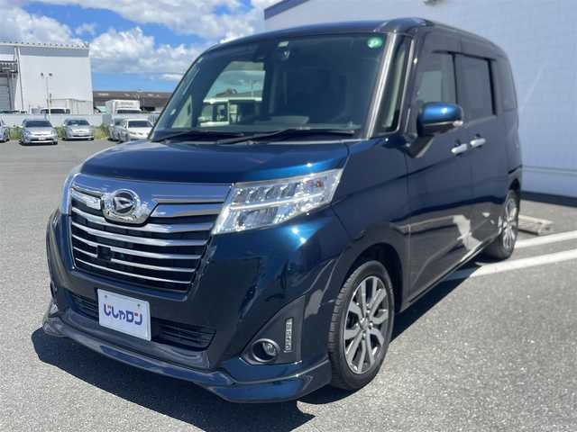 ダイハツ トール カスタムG ターボ SAⅡ 熊本県 2017(平29)年 8万km ブラックマイカメタリック/レーザーブルークリスタルシャイン 2トーン (株)IDOMが運営する【じしゃロン熊本店】の自社ローン専用車両になりますこちらは現金またはオートローンご利用時の価格です。自社ローンご希望の方は別途その旨お申付け下さい/アルパイン９インチナビ　/全周囲モニター　/両側パワースライドドア　/純正フリップダウンモニター　/ビルトインＥＴＣ　/クルーズコントロール　/スマートアシスト２　/シートヒーター　/ＬＥＤヘッドライト