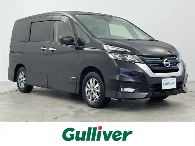 日産 セレナ e－パワー ハイウェイスター V 大分県 2018(平30)年 5.1万km ダイヤモンドブラック 純正9インチナビ/（AM/FM/CD/DVD/Bluetooth/フルセグ)/アラウンドビューモニター/フリップダウンモニター/プロパイロット/衝突被害軽減ブレーキ/レーダークルーズコントロール/レーンキープアシスト/前後コーナーセンサー/オートハイビーム/前方ドライブレコーダー/両側パワースライドドア/レザーシート/前席シートヒーター/ステアリングヒーター/ビルトインETC/ステアリングリモコン/オートライト/LEDヘッドライト/フォグランプ/オートブレーキホールド/純正15インチアルミ/プッシュスタート