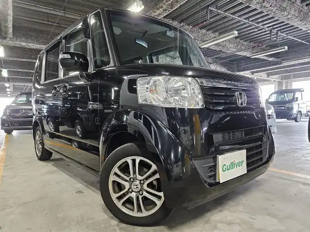 ホンダ Ｎ ＢＯＸ G ターボ Lパッケージ 長崎県 2014(平26)年 6.5万km スマートブラック ワンオーナー/純正ナビ/ワンセグTV/両側パワースライドドア/バックカメラ/ビルトインETC/ドライブレコーダー/クルーズコントロール/ターボ/純正オプHIDヘッドランプ/オートライト/革巻きステアリング/ステアリングスイッチ/パドルシフト/後席チップアップシート/純正14インチアルミホイール/スマートキー/プッシュエンジンスタート/禁煙車